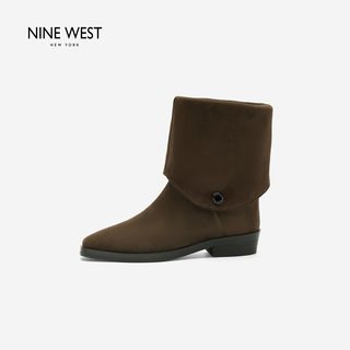 NINE WEST 玖熙 复古两穿堆堆短靴 真皮 38