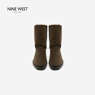 NINE WEST 玖熙 复古两穿堆堆短靴 真皮 38