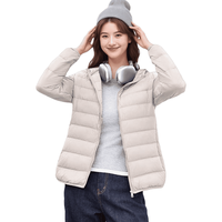袂绒 90绒轻薄连帽羽绒服 米白 XL