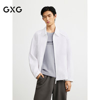 GXG 男装白色泡泡纱面料休闲翻领夹克外套春秋新品#G25X211010