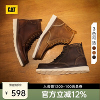CAT 卡特男鞋复古单鞋户外时尚休闲鞋百搭高帮马丁靴工装靴 棕色 44