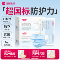 维德 一次性成人医用外科口罩三层防护防过敏透气灭菌级独立包装100只