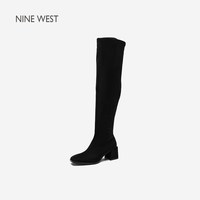 NINE WEST 玖熙 绒面粗跟过膝长靴