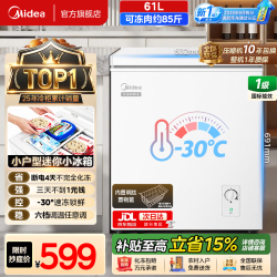 美的 小冰柜小型家用61升新一级能效节能省电小型迷你储母乳小冰箱