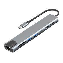 跨境八合一扩展坞USB-C转HDMI线4K高清投屏电脑转换器Type-C拓展同人AI