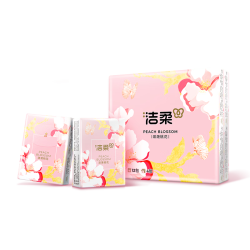 洁柔 手帕纸潋滟桃花香4层7张印花便携式家用户外旅行装可湿水纸巾  潋滟桃花香 4层 7片*12包