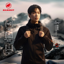 MAMMUT Clion 男女同款户外防风耐磨连帽夹克外套软壳 黑色 M
