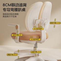 读书郎 儿童学习椅追背双背矫姿中小学生写作业写字家用可升降调节036 真追背8cm+一键启动+升降脚踏咖