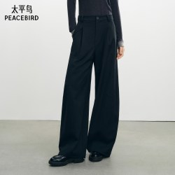 太平鸟 灰色西装裤女2026秋装新款高腰阔腿裤西裤女休闲长裤弯刀裤