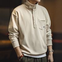 百亿补贴：马登 工装 美式休闲半开襟立领卫衣慵懒风翻领针织Polo衫男春秋