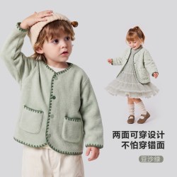 迷你巴拉 巴拉男女童宝宝两面可穿外套加厚毛绒温暖厚实2026冬新款