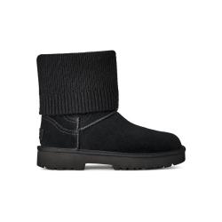 UGG 秋冬舒适保暖休闲方头罗纹针织短筒切尔西靴 1171573黑色