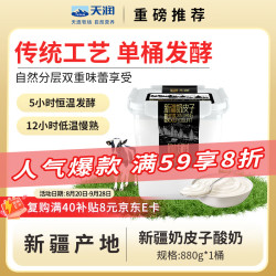 天润 新疆奶皮子酸奶 生牛乳发酵 桶装酸奶 低温风味发酵乳 880g*1桶