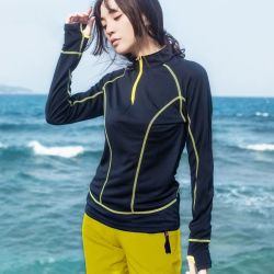 麦金利 夏季户外长袖速干衣女显瘦立领透气跑步运动宽松薄款男快干T恤女
