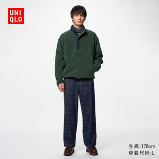 优衣库 法兰绒舒适九分裤男装女装/长裤裤子/休闲裤488219 69 藏青色 L