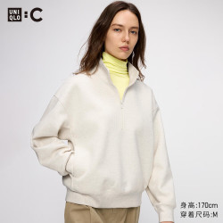 优衣库 半拉链卫衣女装男装合作款/运动衫491119 30 浅米色 S