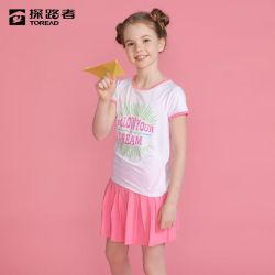 探路者 儿童速干套装春夏季户外运动休闲两件套女童中大童T恤短裙