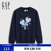 Gap logo宽松圆领卫衣儿童装上衣860945 海军蓝