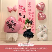 渡鹊桥 10岁公主生日背景布挂布条幅女孩儿童派对场景布置仪式感装饰5十6 8岁公主条幅+气球