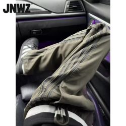 JNWZ 美式复古条纹裤子男春季新款潮牌军绿色工装裤直筒三条