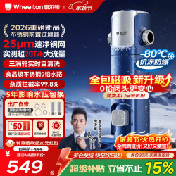 WHEELTON 不锈钢前置过滤器25微米自动清洗前十名反冲洗防爆防冻全屋家用净水器20T大通量
