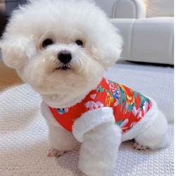 宠物衣服长袖猫咪东北花棉袄喜庆过年保暖冬季防风防掉毛小中大型