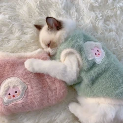 可爱秋冬季猫咪衣服狗狗保暖加厚背心防掉毛布偶宠物衣服小型犬HR