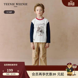 TEENIE WEENIE 撞色袖印花圆领T恤 米白色 130cm