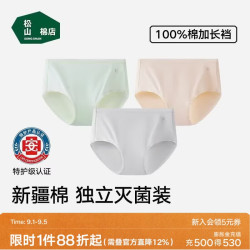 松山棉店 抗菌 女士内裤 浅绿+肤色+浅灰 2XL