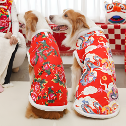 小狗狗猫咪衣服东北花袄中大型犬宠物新年礼服秋冬季法斗加厚保暖