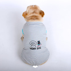 Tigerdog夏季博美泰迪雪纳瑞狗法斗巴哥柴犬中小型犬棉条纹背心