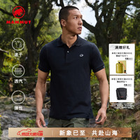 MAMMUT Matrix 男士户外运动速干衣透气短袖百搭舒适polo衫 黑色印花-PRT1 S
