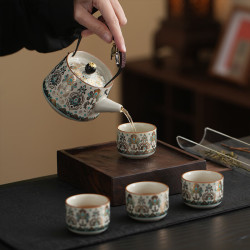 茉舟 汝窑提梁壶 一壶四杯 礼盒装 整套茶具