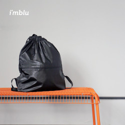 i'mblu imblu便携抽绳包黑色简约双肩背束口