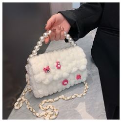 草莓熊毛绒泡芙包diy材料包 柔软灯芯绒卡通奶油泡芙包手工礼物