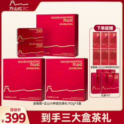 万山红 武夷山金骏眉正山小种红茶吉祥双韵茶叶礼盒装送人送长辈