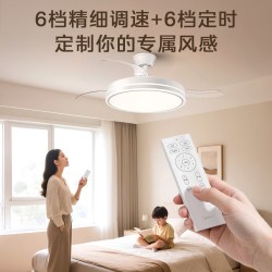 美的 【质价比之王】42寸48W-6档吹风-三段调色-纯铜电机-遥控款FY2 静音 吊扇灯