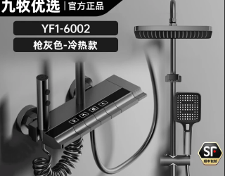 九牧 W5 钢琴键恒温数显全铜花洒套装 枪灰色