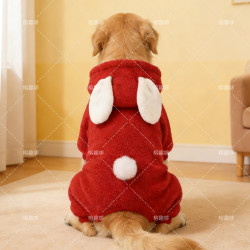狗狗新年衣服秋冬保暖加绒四脚中大型犬过年萨摩耶拉布拉多过年款