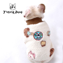 TIGERDOG狗狗法斗巴哥新年加绒特厚款保暖双面绒背心马甲四脚衣