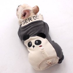 Tigerdog秋冬法斗巴哥短胖狗卡通可爱四脚衣保暖奥粒绒宠物服装