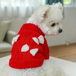 宠物圈 新品~狗狗衣服泰迪比熊博美小型犬猫咪宠物新年蝴蝶结毛衣保暖