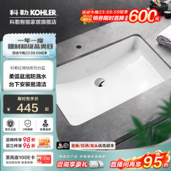 科勒 方形面盆拉蒂纳浴室卫生间洗手盆陶瓷洗脸盆2215T 单独台下盆