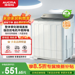 澳柯玛 12kg公斤半自动老式双缸双桶洗衣机  一级能效宿舍家用大容量京东自营AP120F01SP