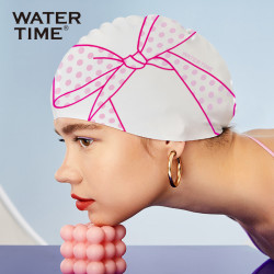 WATERTIME 泳帽女成人防水不勒头长发专用可爱 日系大号护耳硅胶