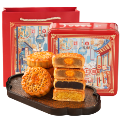 冠生园 月饼繁花上海月饼椰蓉蛋黄豆沙生牌五仁中秋月饼礼盒640g