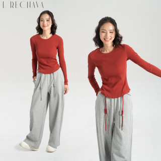 LRECNAVA芮柯纳未圆领针织打底高弹瑜伽运动长袖上衣百搭简约新年