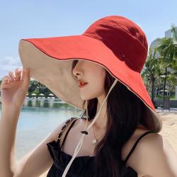 网红款渔夫帽女棉遮脸韩版防晒紫外线遮阳帽子大沿百搭大帽檐夏季