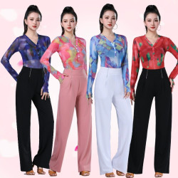 摩登舞跳舞衣拉丁舞交谊舞服装女上衣吉特巴舞蹈服新款广场舞服