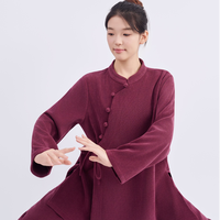 秋冬太极服女斜襟雪尼尔手工扣八段锦新款加厚练功保暖